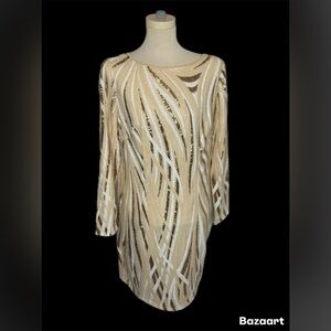 SHEIN Gold & White Sequin Bodycon Mini Dress Open Back Party Gold and White 1XL